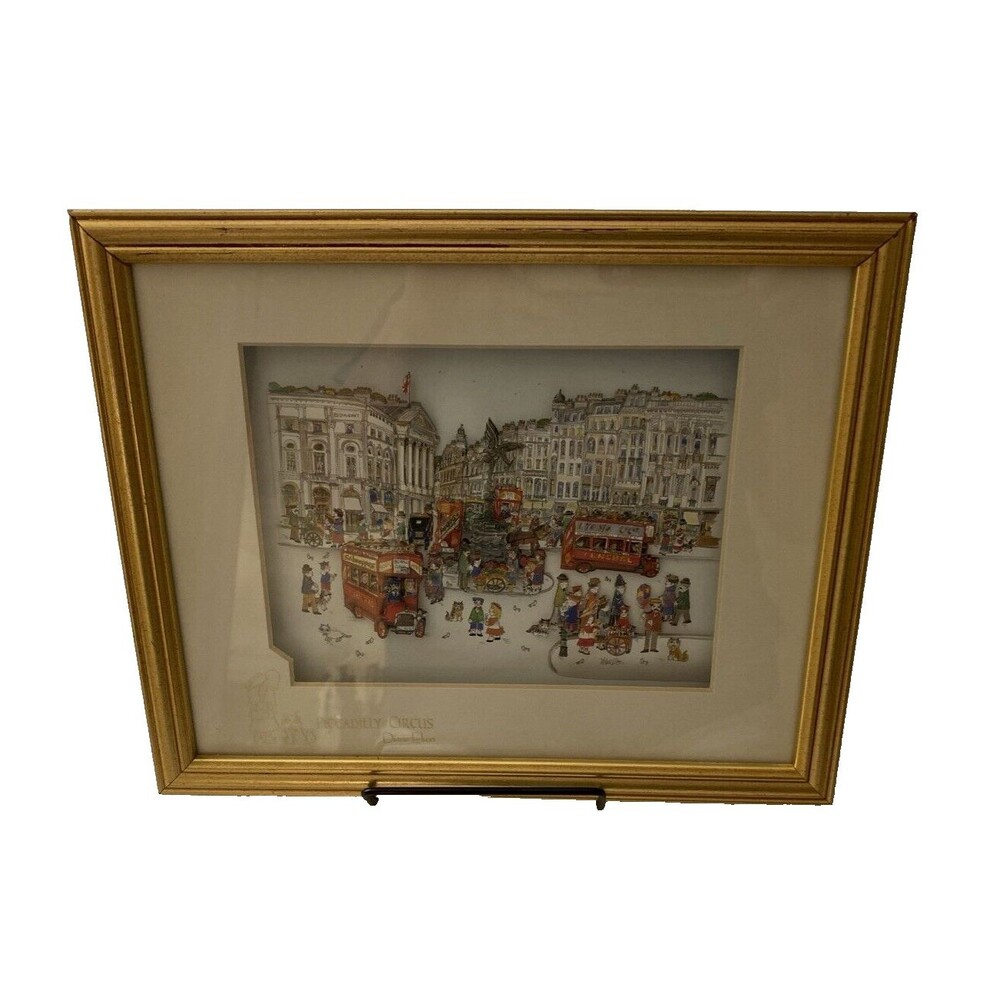 Framed Decoupage Print Studios of John Ellam Piccadilly Circus Diane Elson